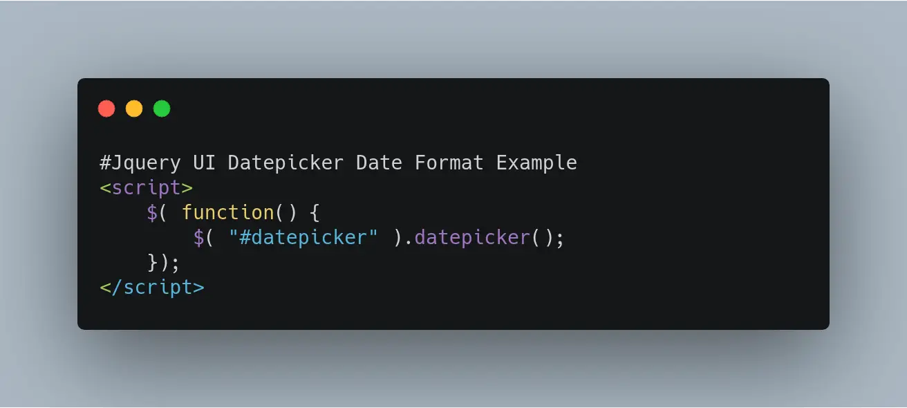 Jquery UI Datepicker Date Format Example